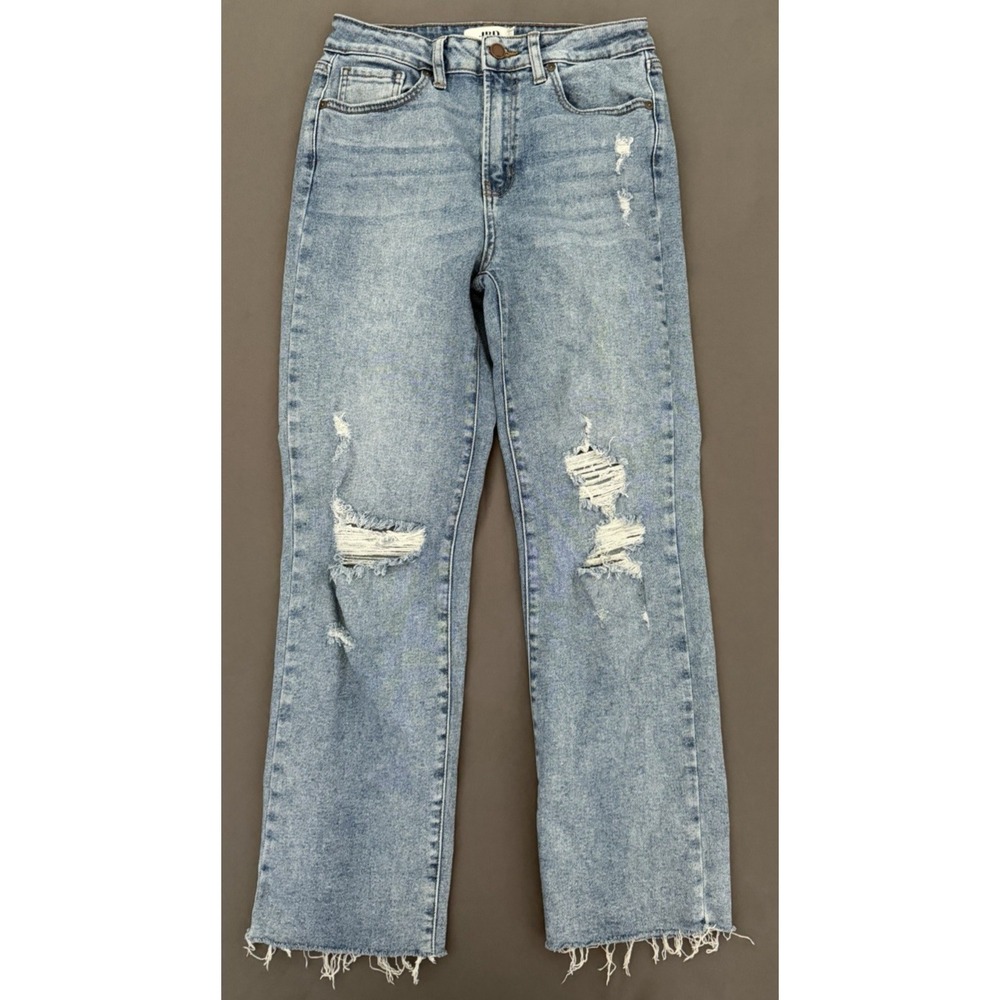 JBD Just Black Denim Jeans Womens 26 Distressed High Rise Straight Leg Raw Hem